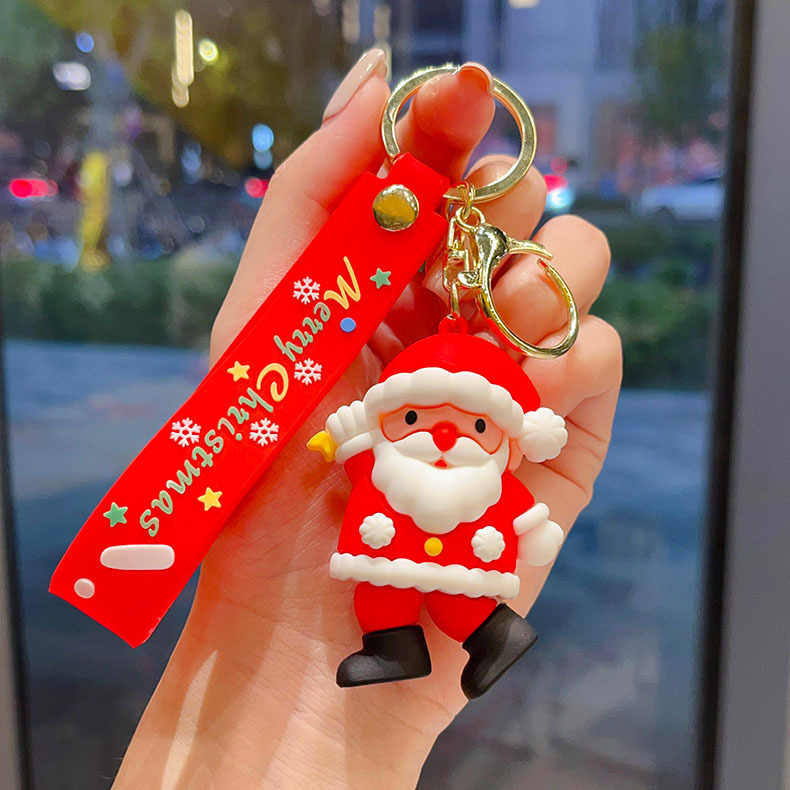 国境を越えたサンタクロースのキーホルダークリスマスペンダントクリスマスツリートナカイ人形バッグキーホルダープレゼント卸売り|undefined