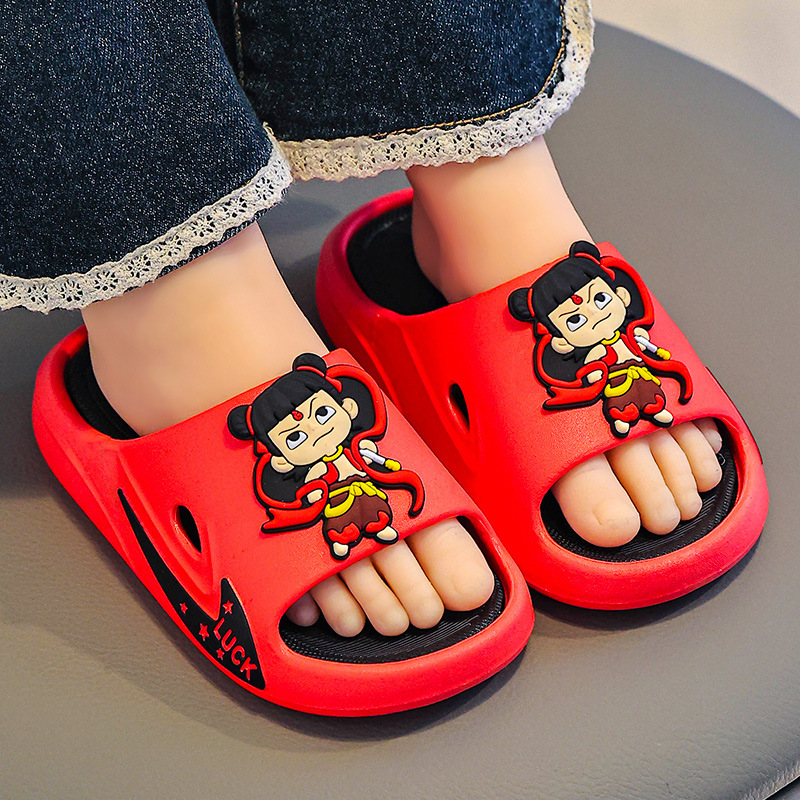 Nezha zapatillas infantiles de verano para niños baño interior antideslizante para niños zapatillas frías para el hogar