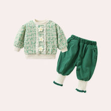 女童套装秋冬洋气时髦婴儿衣服一岁女宝宝卫衣裤子两件套加绒加厚