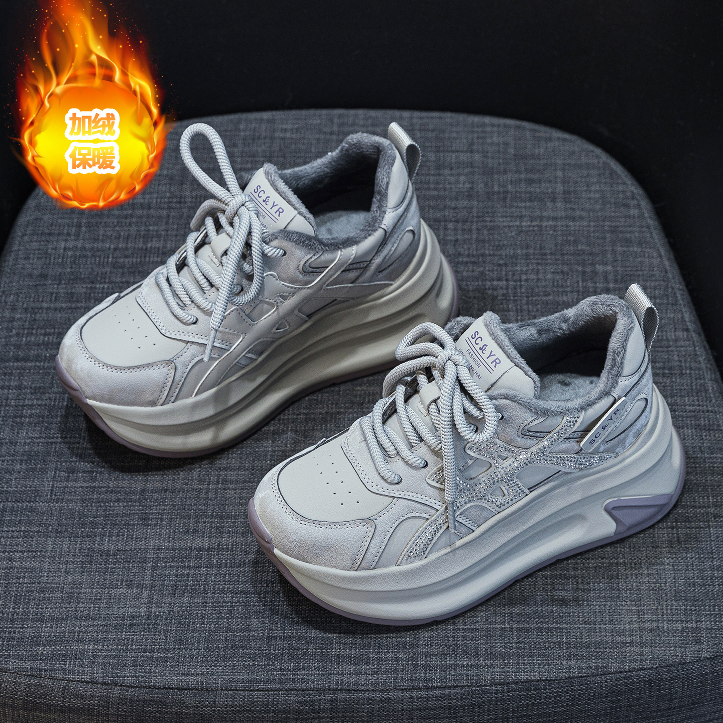 Giày sneaker nữ đế dày phong cách thể thao thời trang — M2997-1 Lông xám, M2997-1 Lông champagne, M2997 Lót đơn champagne, M2997 Lót đơn xám