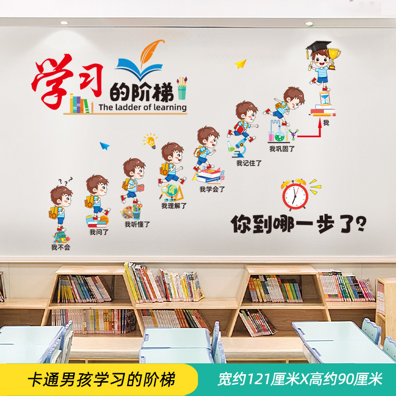 古代スタイルのインスピレーションを与えるスローガンウォールステッカー自己粘着小学校教室装飾クラス文化背景壁レイアウトステッカークリエイティブ|undefined