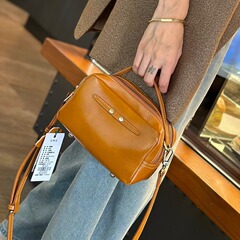 真皮手提包女2023新款小眾時尚小方包復古小枕頭包女士斜挎包女包