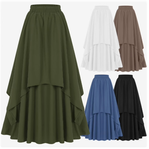 plus size Irregular Fake Two-piece A- shaped High Waist Slim Casual European and American Skirt Women's 100.00kg chubby girl Umbrella Skirt plus size Irregular Fake Two-piece A- shaped High Waist Slim Casual European and American Skirt Women's 100.00kg chubby girl Umbrella Skirt