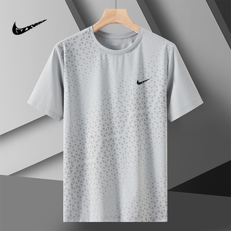 Cross-Border Ice Silk Short-Sleeved T-Shirt for Men 2025 Summer New Versatile Thin Quick-Drying Cool Breathable Half-Sleeved Top