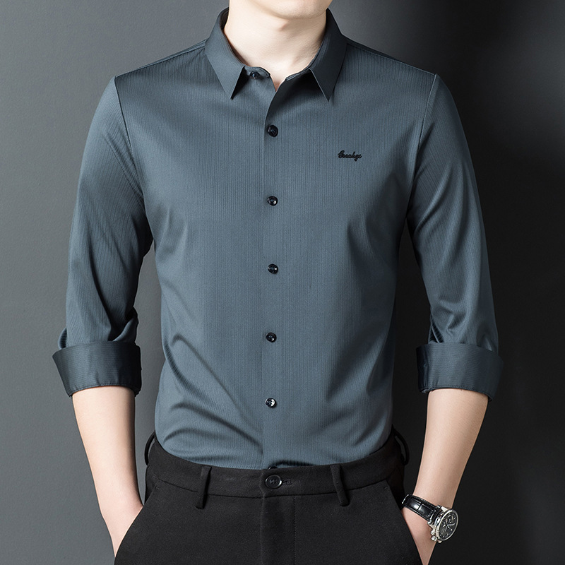 Branded Long-Sleeved Shirts for Spring, Summer, and Autumn; Father-Of-The-Bride Attire for Wedding Banquets; Father-In-Law's Burgundy Shirt Branded Long-Sleeved Shirts for Spring, Summer, and Autumn; Father-Of-The-Bride Attire for Wedding Banquets; Father-In-Law's Burgundy Shirt