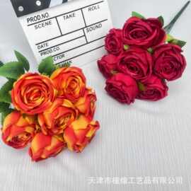 7头皇妃玫瑰 卷边玫瑰仿真假花婚庆婚礼家居橱窗装饰网红玫瑰瀑布