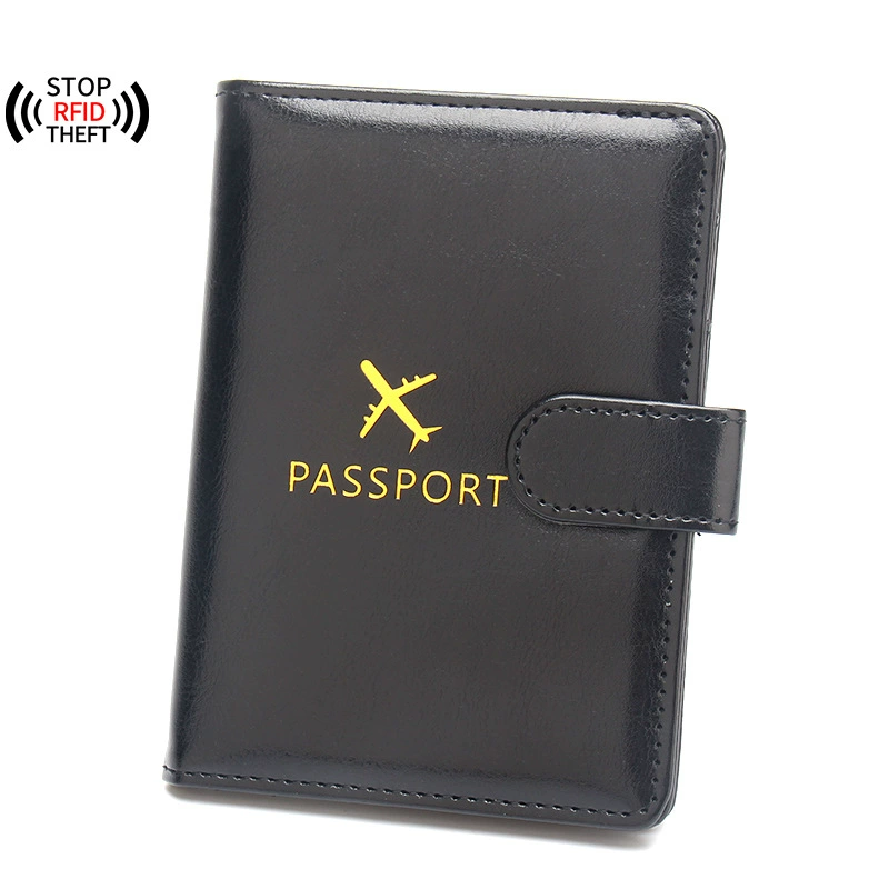 Wallet Anti -magnetic passport clip Multi -function multi -function multi -function multi -plug card seat folding buckle and fastening passport Ben leather card clip bag