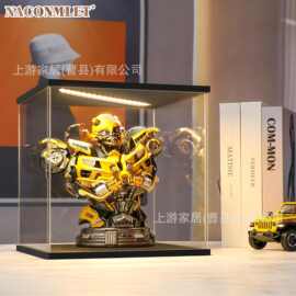 盲盒收纳展示盒手办玩具收纳盒带灯光乐高防尘收纳手办展示柜跨境