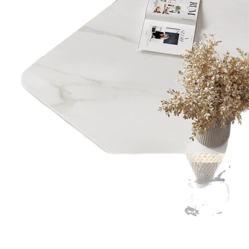 Mesa de comedor de tabla de roca brillante italiana, mesa de comedor de lujo ligera, mesa de comedor moderna y simple, combinación de mesas y sillas minimalistas para hogares pequeños.