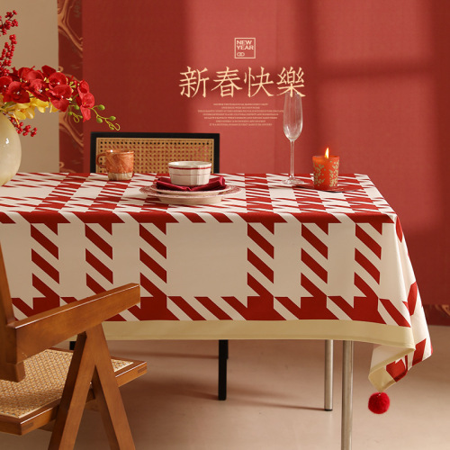 New Year Party High-end Wedding Red Festive New Year Table Cloth Coffee Table Cover Dust-proof Table Cloth
