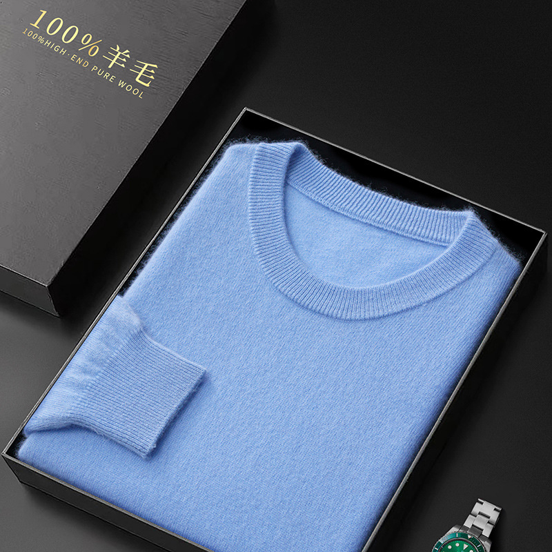 Men's Tops 100% Pure Wool 2024 Autumn and Winter New Men's Round Neck Non-Cashmere Inner Merino Sweater Men's Tops 100% Pure Wool 2024 Autumn and Winter New Men's Round Neck Non-Cashmere Inner Merino Sweater
