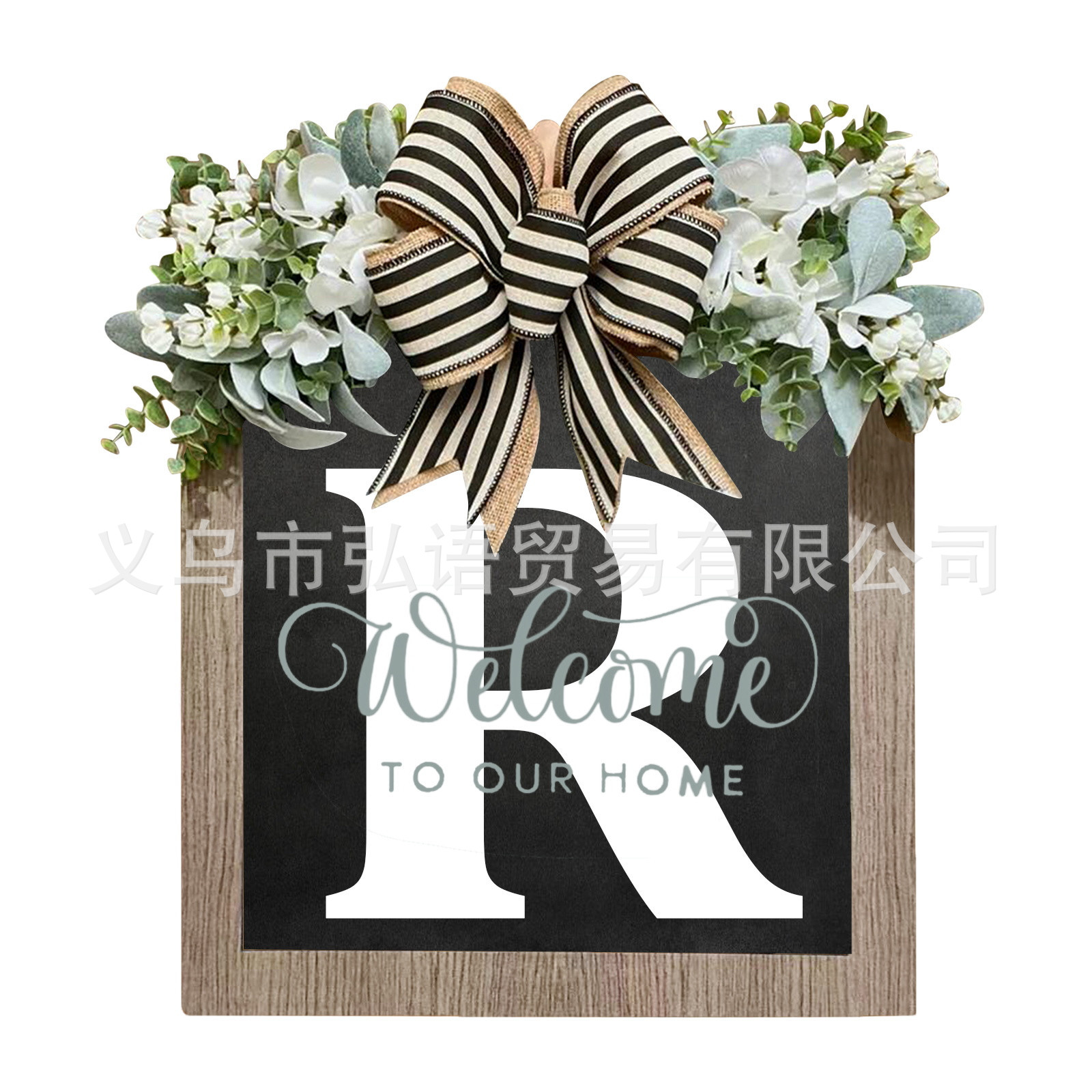 Transfronterizo Apellido Año Ronda Puerta de entrada Wreath26 letras mariposa Placa de puerta Decoración