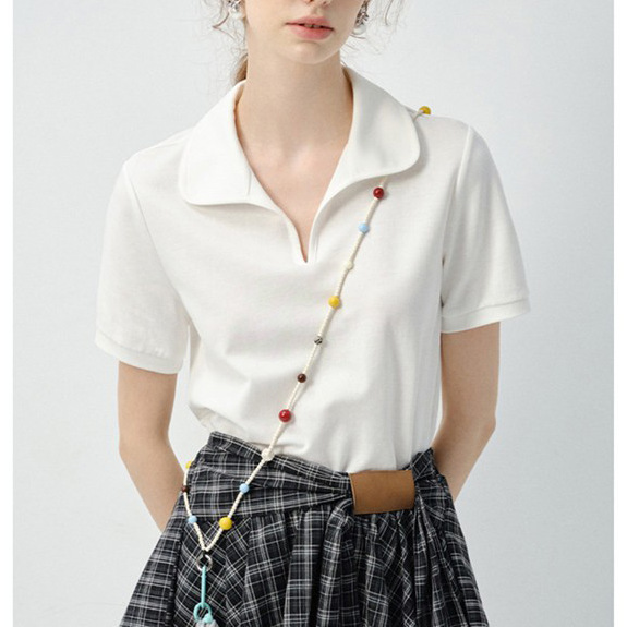 Right-Shoulder Short-Sleeved T-Shirt for Women 2026 Summer New Style Polo Shirt Holiday Style Skirt Fashion Set