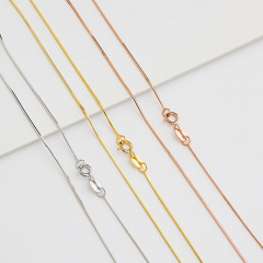 S925純銀蛇骨鏈DIY手工項鍊短鎖骨鏈細鏈條裸鏈八角細鏈飾品配件