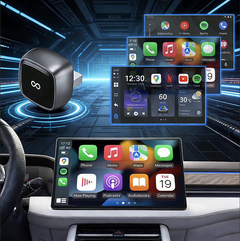Cross-Border Hot-Selling Wired-To-Wireless Carplay Box, Android and Apple Car Interconnection Box, Smart Car Conversion Box