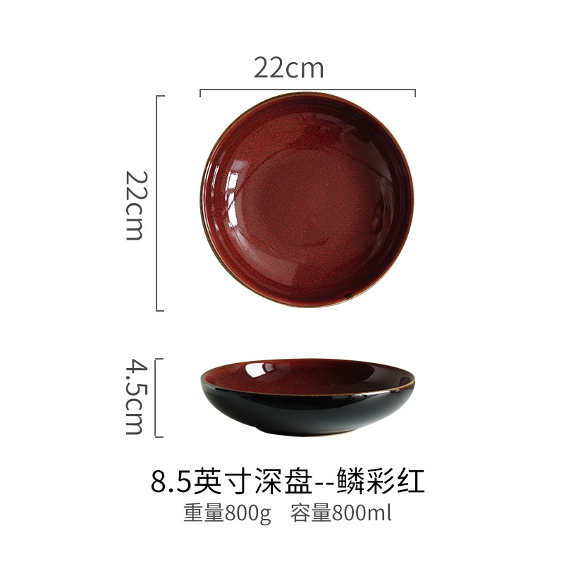 8,5 "Flat Deep Plate - Escala Roja