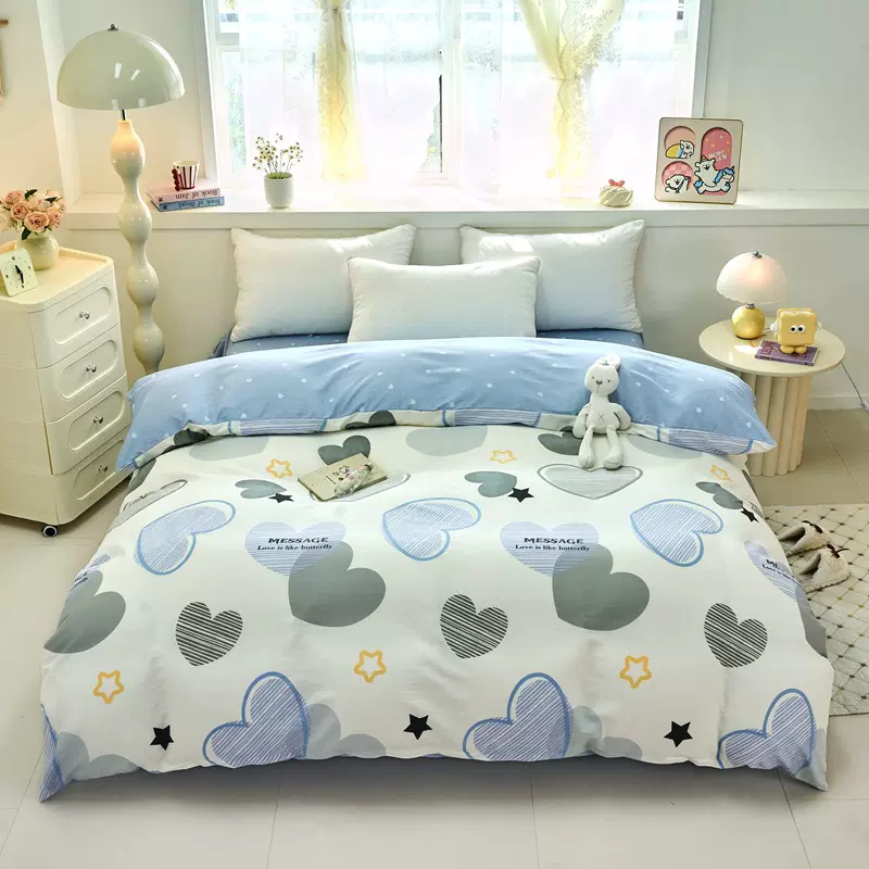 新款全棉四件套学生宿舍床单三件套亲肤纯棉床笠单被套件床上用品