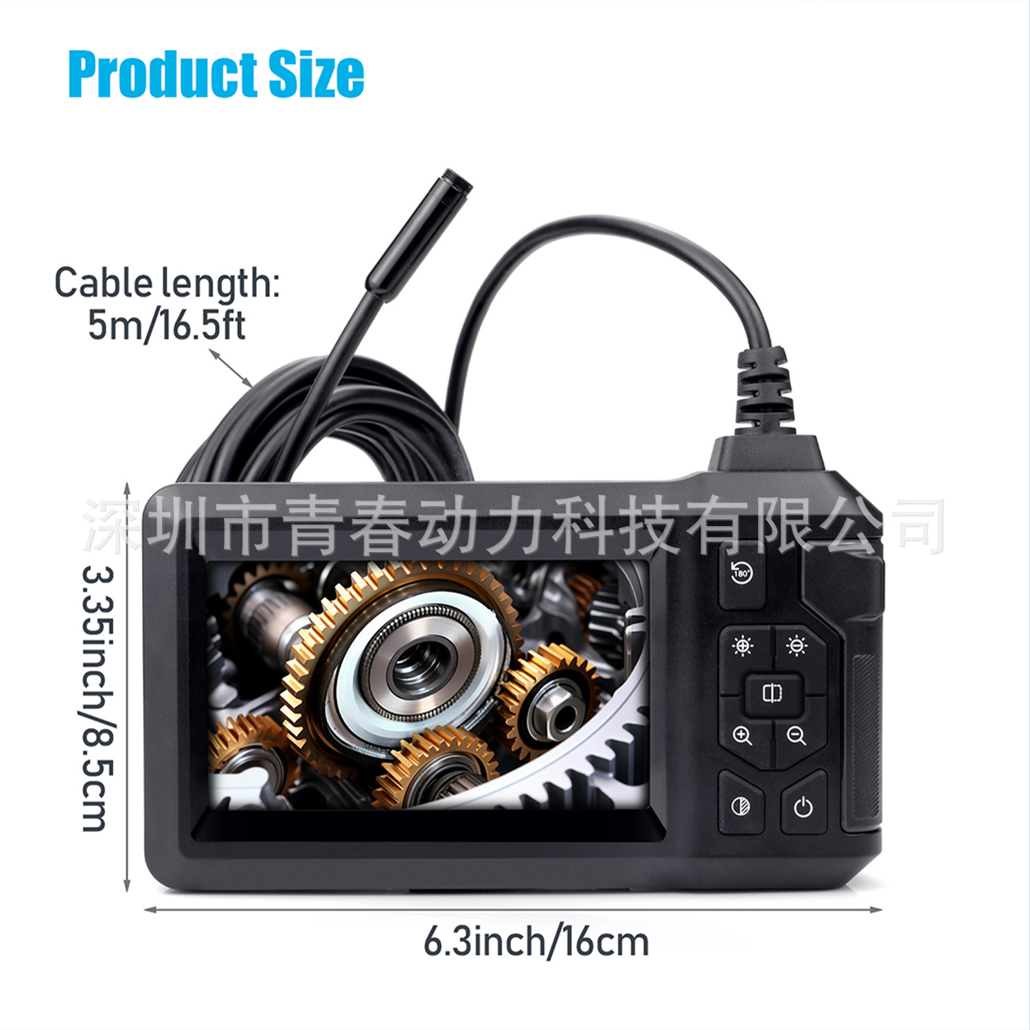 Industrie-Endoskopkamera 4,3 Zoll 1080P HD, IP67 wasserdicht, halbstarres Kabel