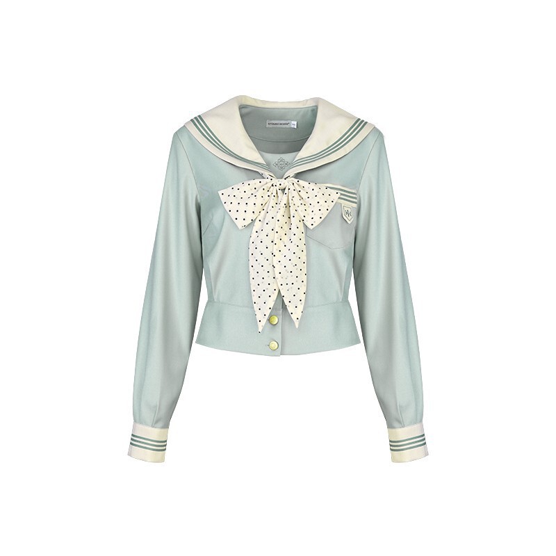 【ジェンビーンズストーリー】Butterfly Girl ミントホワイト ショートサマー セーラー JK 制服 女性スーツ カレッジスタイル T003|undefined