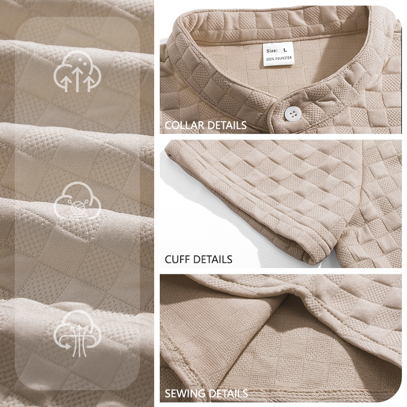 Nuevo transfronterizo Europa y América Amazon verano hombre nuevo Waffle camisa de solapa casual manga corta pantalones cortos