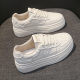 Genuine Leather white shoes for women 2024 spring new versatile popular platform height increasing women's shoes casual sports Board Shoes