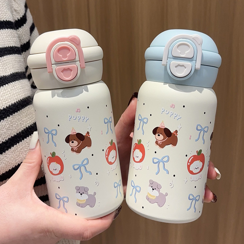316 Stainless Steel Bouncing Thermos Cup Double Drinking Cup for Girls with Good Looks and Large Capacity Cute Student Straw Cup