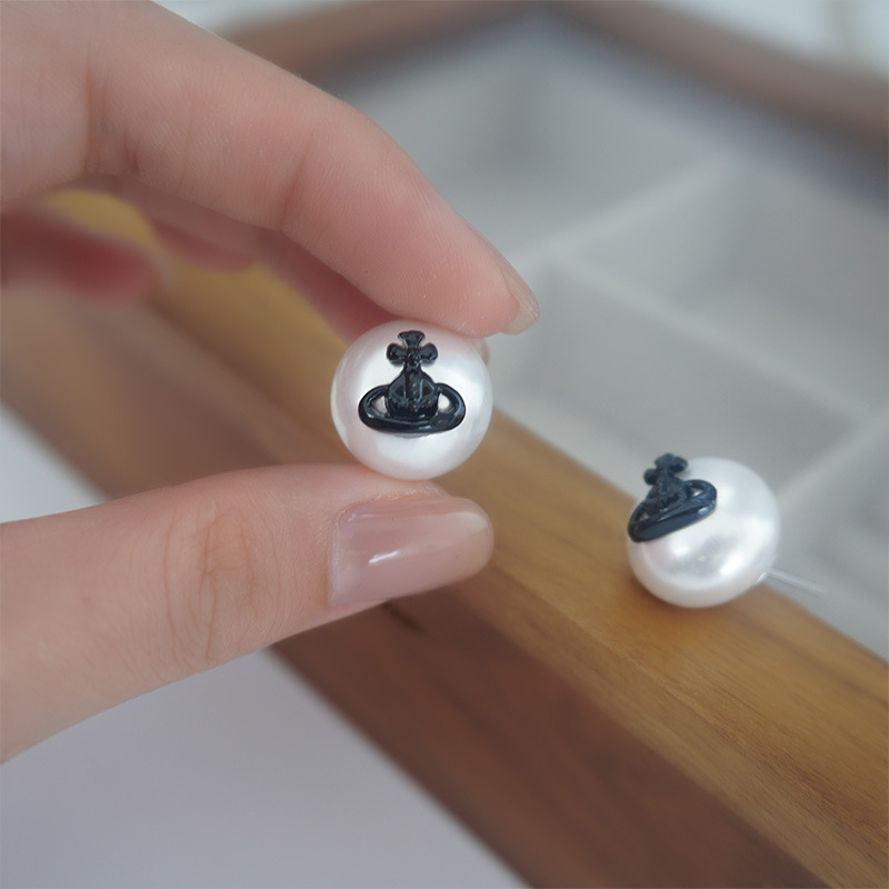 Pendientes de perlas Saturno coreanos de moda para mujer, retro, sencillos, de diseño único y elegante.