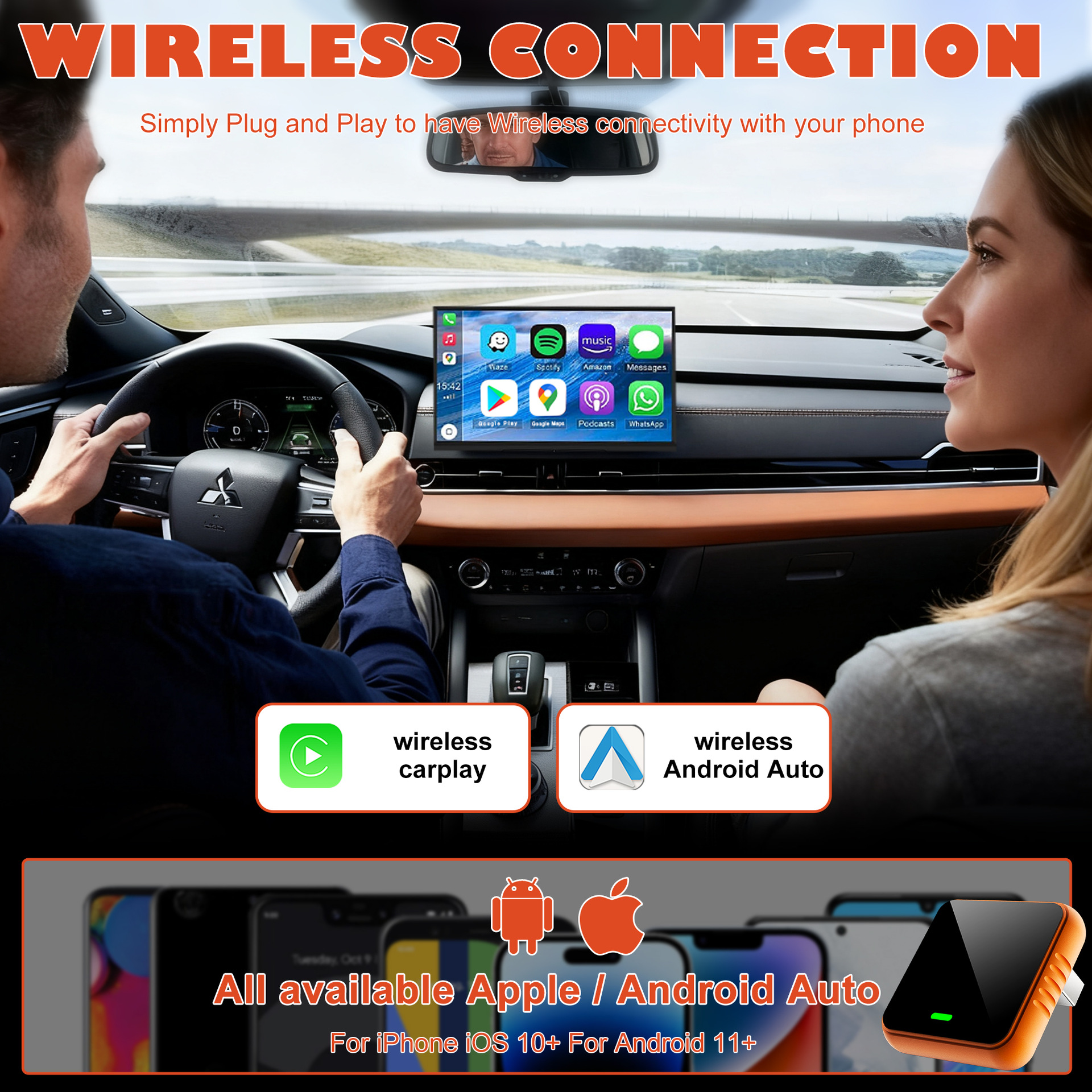 Cp030-1 Original Wired to Wireless Carplay Car Connectivity Box, Popular on Temu, Apple Color Car Box