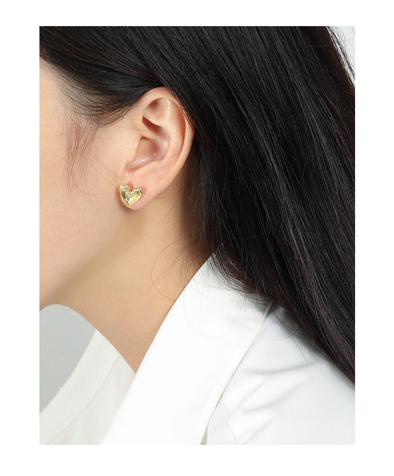 Fashion Style 1 Pair 925 Sterling Silver Heart Shape Ear Studs