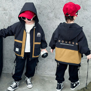 Boys' Spring Coat Fashionable Children's Rush Clothes 2024 New Korean Style Duffy Handsome Baby Coat Spring and Autumn Clothes