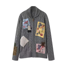 女新款重工提花拉链开衫加厚外套毛衣