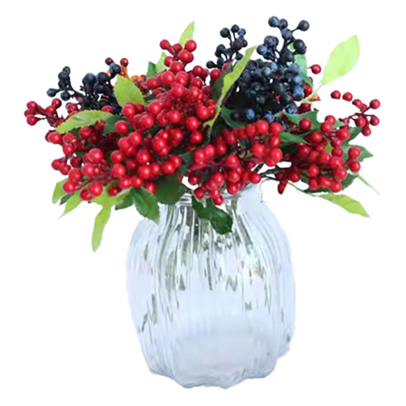 Decoración de Año Nuevo, Pequeña Flor de Acacia para Mesa, Arreglo Floral para el Hogar, Bayas, Fruta Navideña, Pequeña Fruta Roja, Flor Artificial, Fruta de la Abundancia