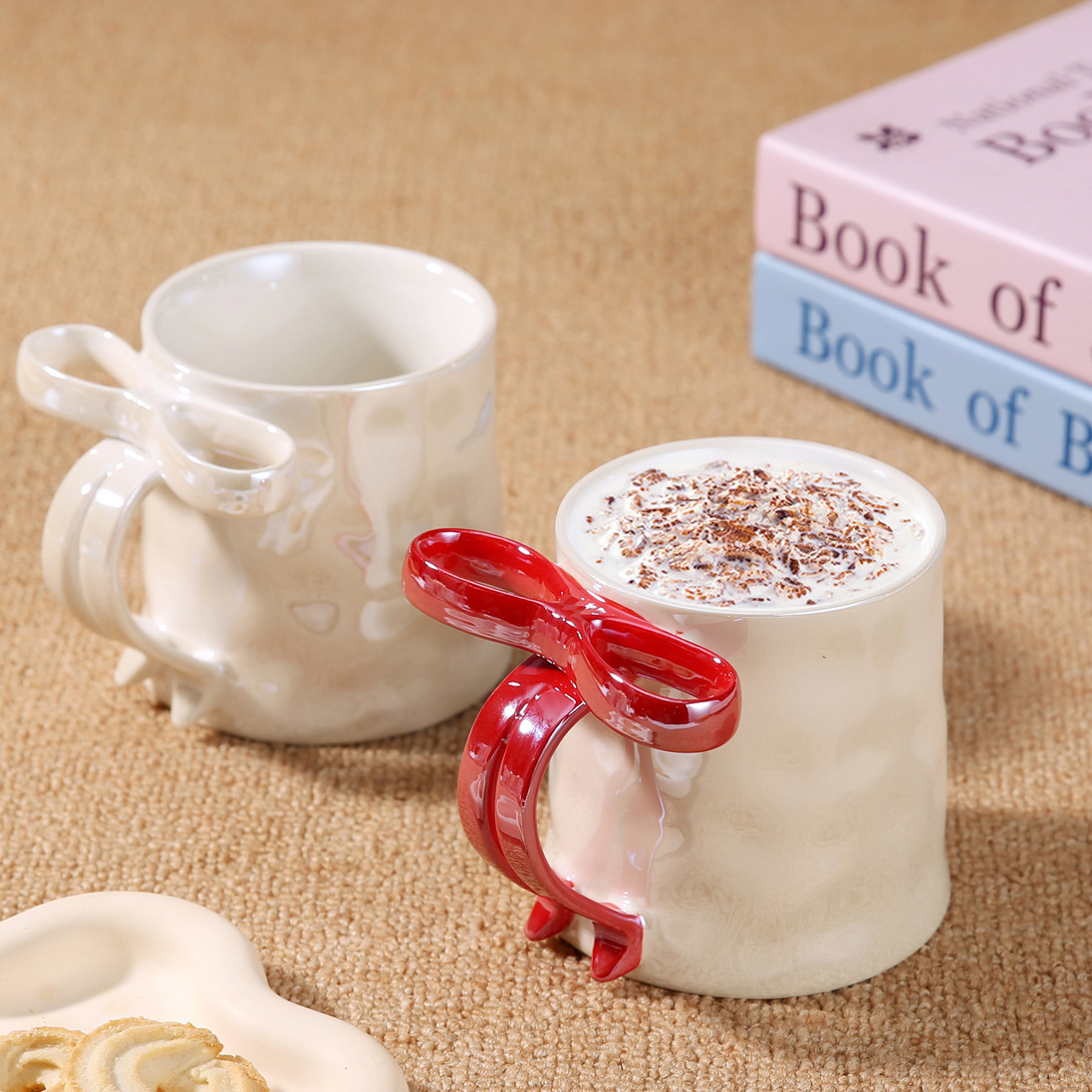 Taza de Cerámica con Moño Esmaltada Resistente a Altas Temperaturas para Hogar