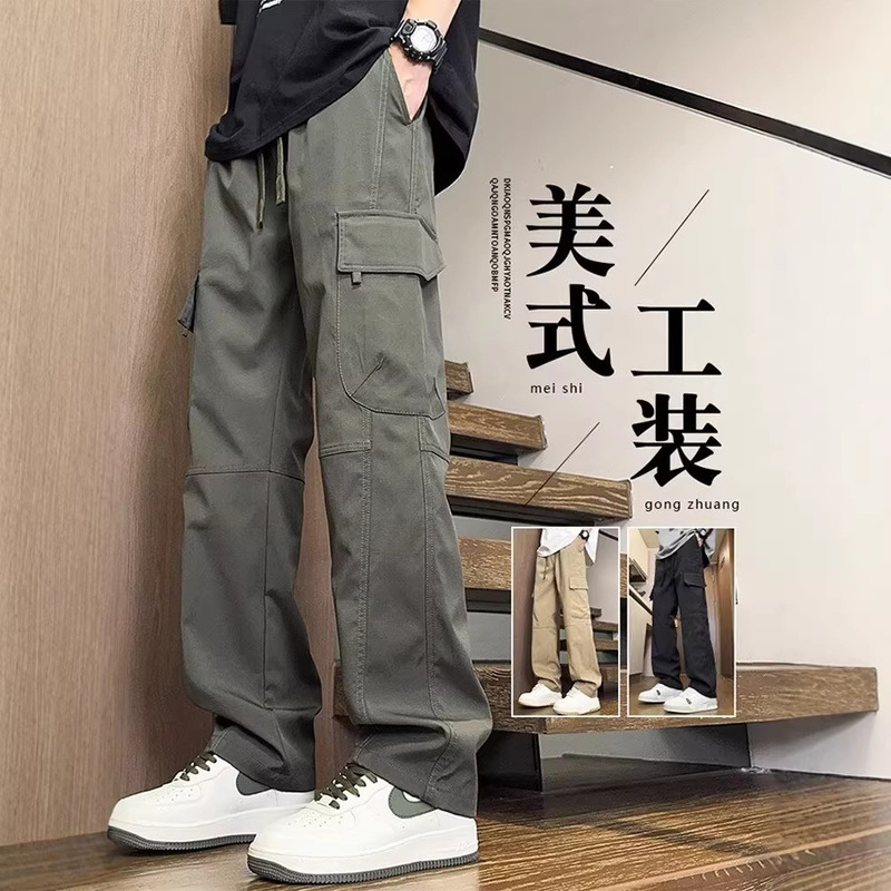 Spring and Autumn Work Pants for Men, Loose Fit, New Straight-Leg Paratrooper Casual Pants, Outdoor Durable Multi-Pocket Work Pants Spring and Autumn Work Pants for Men, Loose Fit, New Straight-Leg Paratrooper Casual Pants, Outdoor Durable Multi-Pocket Work Pants