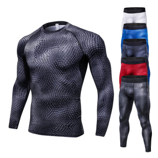 Fitness Clothes Quick-drying suit Tights Men's Running Trousers Gym Compression Clothes Quick-drying Training Long-sleeved Clothes