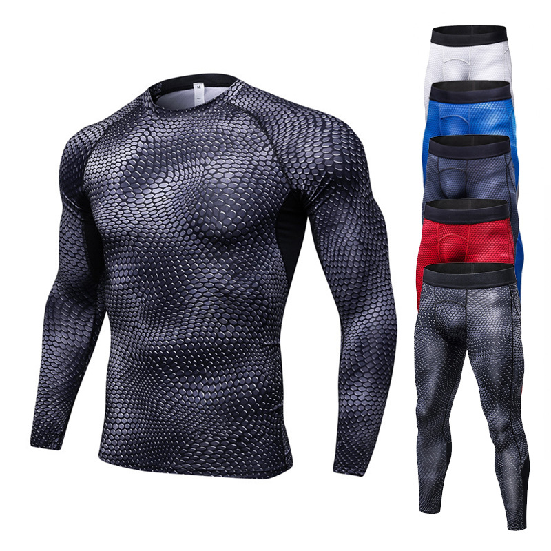Fitness clothing Quick drying suit Tights man run trousers Gym compress Quick drying train Long sleeve clothes