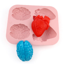 哈皮 4连创意搞怪大脑心脏 果冻布丁模慕斯蛋糕 巧克力模夹心模具