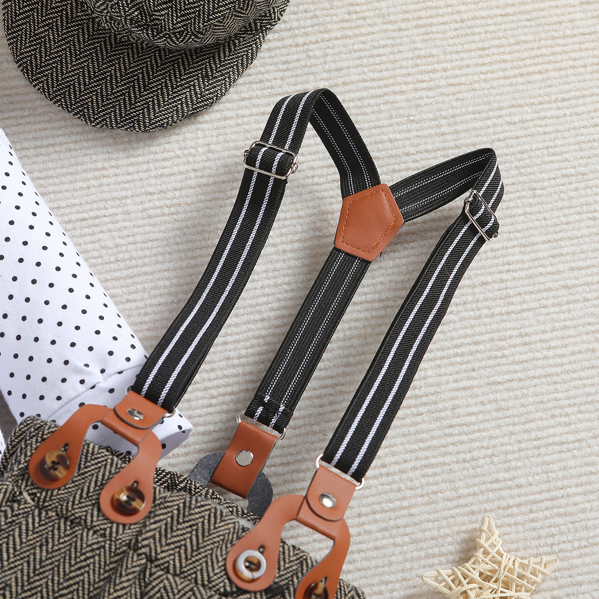 SAMGAMIBABY Set da uomo per bambini primaverili e autunnali, vestito per neonati di un anno, vestiti a maniche lunghe, pantaloni con cinturino, cappello_voghion.com