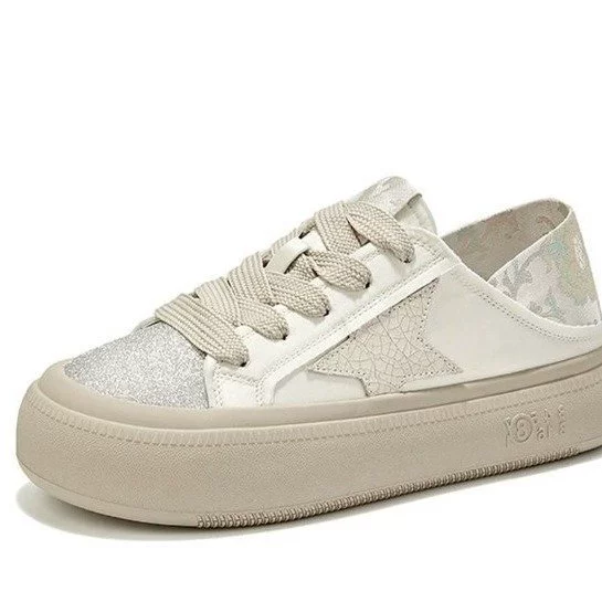 Нишевая розовая золотая национальная ветреная обувь женская 2024 новая толстая подошва с блестками звезды обувь повседневная спортивная обувь