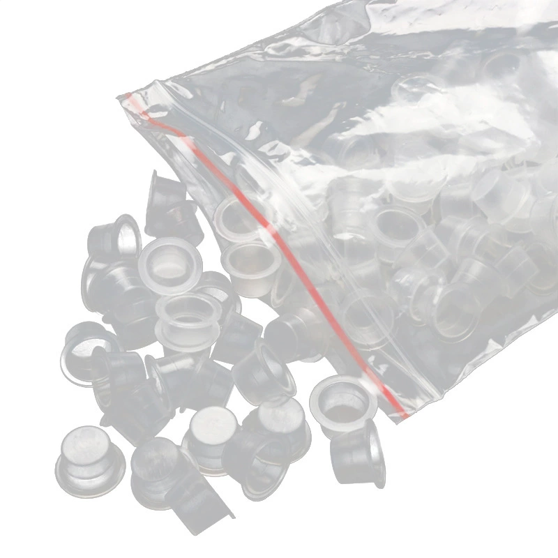 Tattoo Plastic Color Cups, Disposable 100-Pack, Transparent, Small/Medium/Large