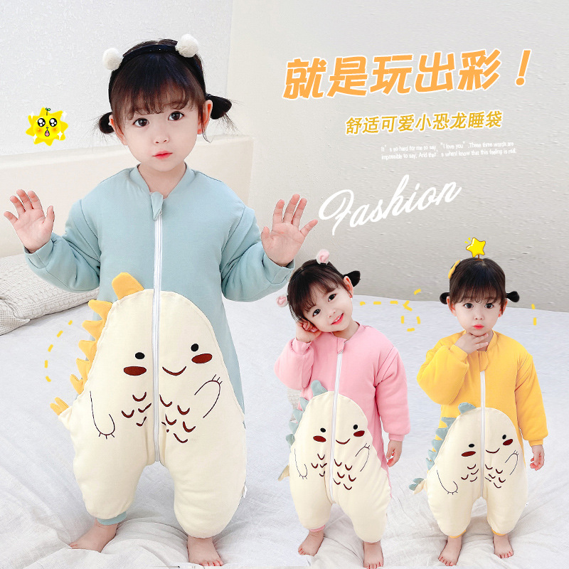 Saco de dormir de pierna dividida de algodón para bebés primavera y otoño delgado cuatro estaciones saco de dormir grande universal edredón anti-patada para niños otoño e invierno pijamas para bebés