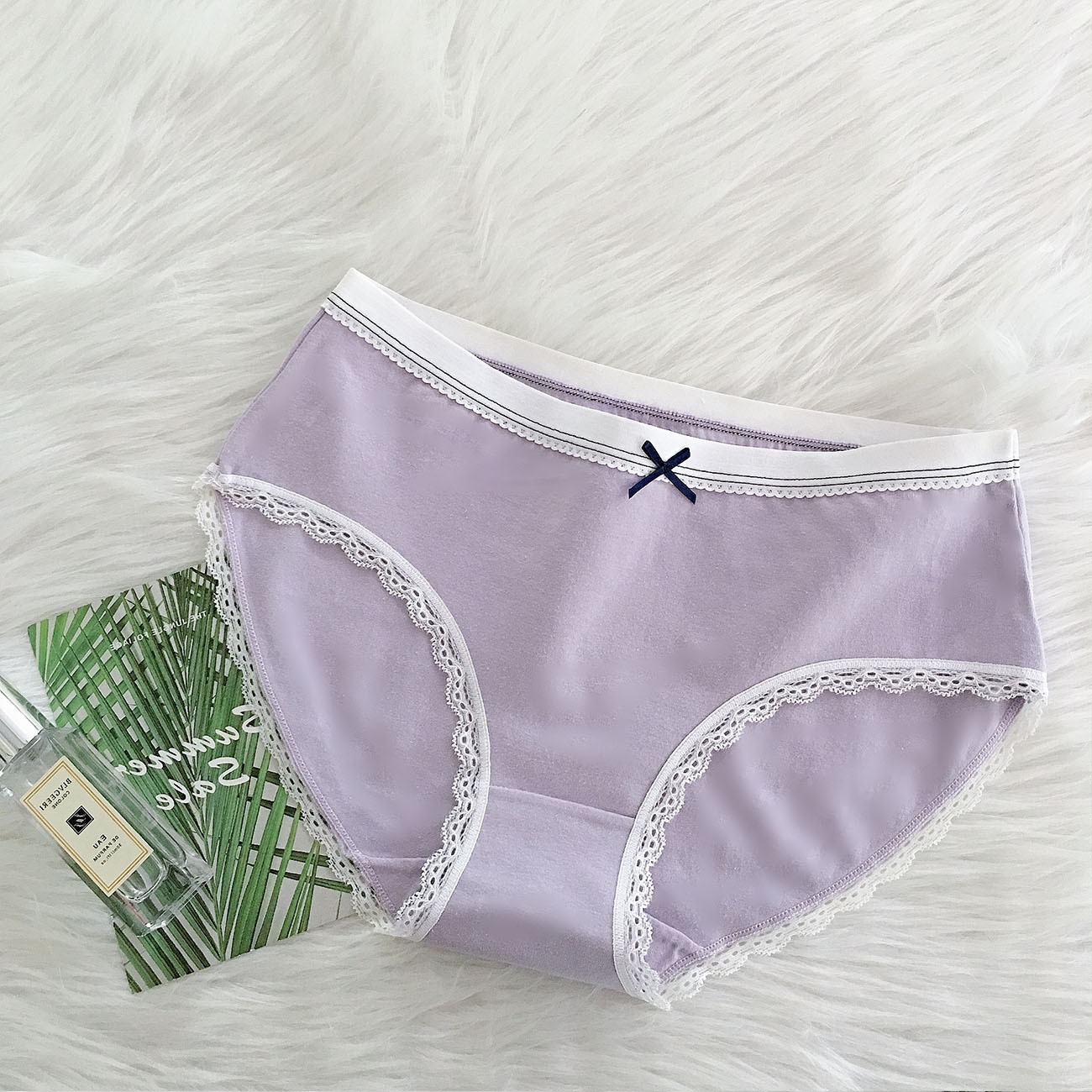 Nuevo algodón transpirable ropa interior de las mujeres más tamaño encaje media Cintura interior japonés dulce arco niña ropa interior al por mayor