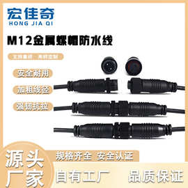 工厂定制防水连接器 2-6芯M12公母头防水插头线 户外防水连接线