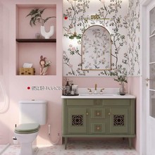 法式花鸟墙砖600x1200植物花砖卫生间民宿餐厅背景墙奶油纯色地砖