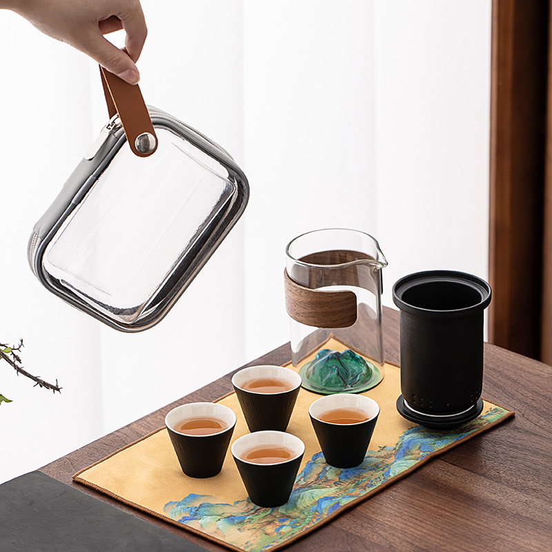 Black Taoyan Mountain Quick Cup Один горшок с четырьмя чашками для путешествий