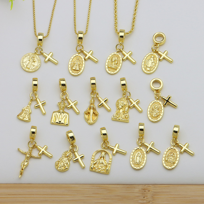 New Cross-Border Amazon Cross-Shaped Color-Preserving 18K Gold-Plated Copper Pandora Snake Bone Bracelet Pendant Accessories