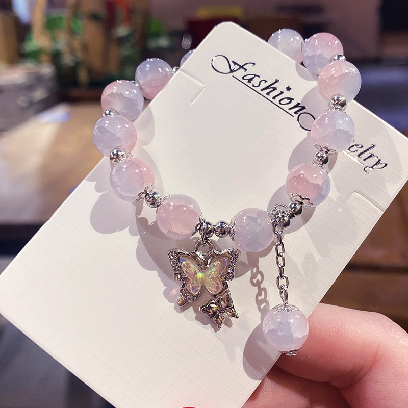 23g Weight Alloy, Glass Pendant Material Bracelets Classification Alloy, Glass Chain Material 1 Piece Quantity Daily, Date Occasion Alloy, Glass Material Bow Knot Pattern Women's Gender Elegant, Lady Style Elegant Lady Bow Knot Alloy Glass Beaded Bracelets Wholesale 7