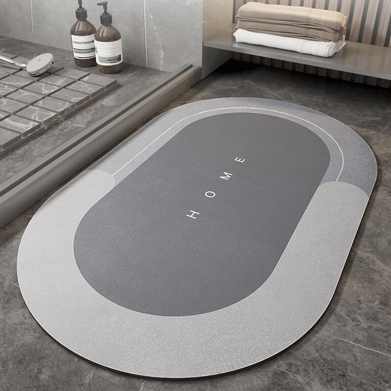 Bathroom Floor Mat Bathroom Soft Diatom Mud Water-Absorbent Quick-Drying Washable Toilet Door Non-Slip Carpet Household Oval