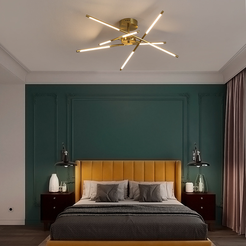 Moderno lujoso nórdico minimalista sala de estar dormitorio dormitorio línea desmontable lámpara de techo candelabro de comedor colgante moderna y simple