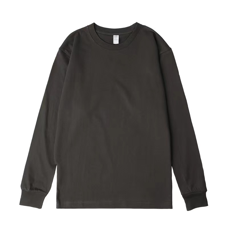 新作250gヘビーウェイト純綿ラウンドネック長袖Tシャツ メンズ トレンドブランド ファッション カジュアル ゆったり プリント 熱転写プリントトップス